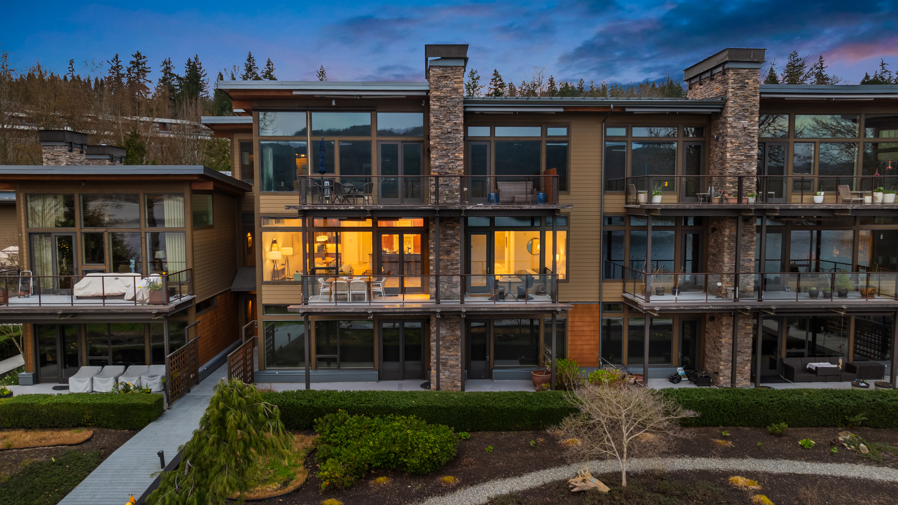 Side view with forested backdrop